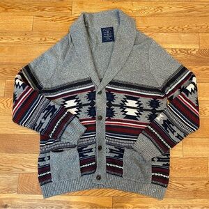 American Eagle Outfitters Men's Heritage Knit Aztec Shawl Cardigan Sweater NWOT